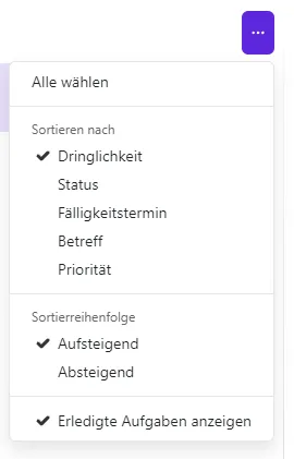 Aufgaben sortieren