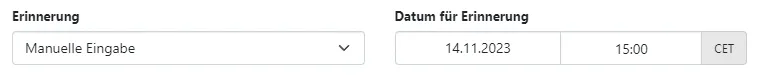 Zeitangabe Erinnerung