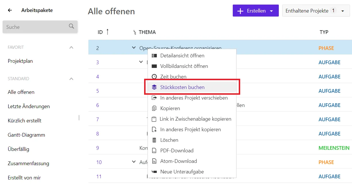 Stückkosten buchen