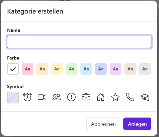 Kategorie erstellen