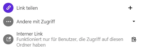 Optionen für das Teilen von Dateien und Ordnern