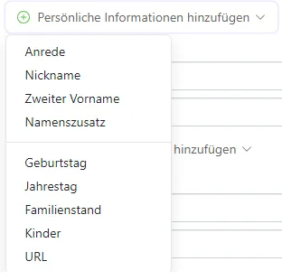 Persönliche Informationen hinzufügen