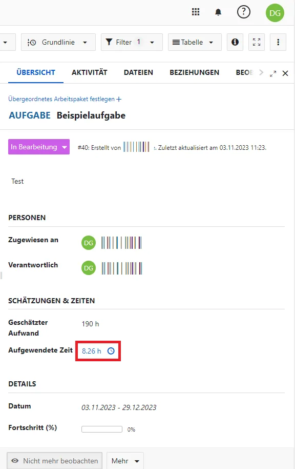 Arbeitszeit bearbeiten