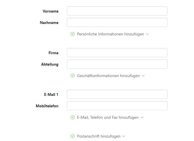 Kontaktdaten eingeben