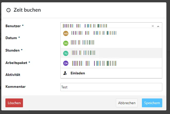 Zeit für andere Person erfassen und ändern