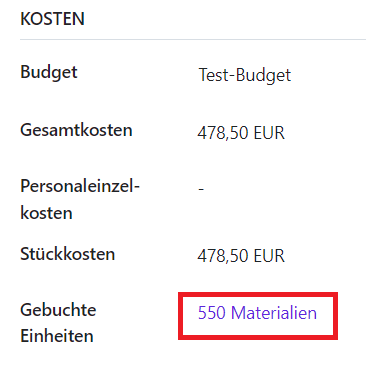 Gebuchte Einheiten