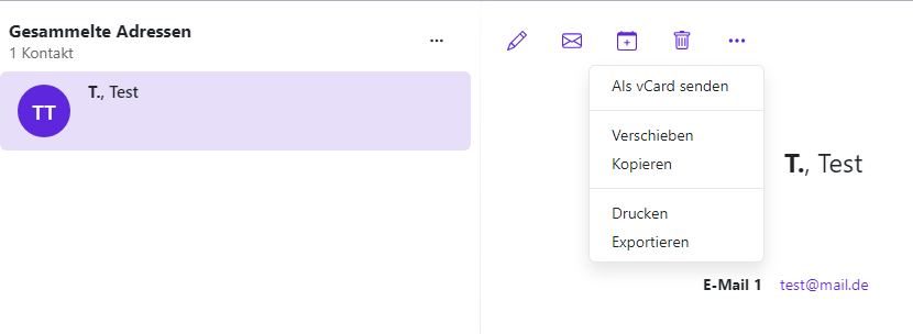 Kontakt verschieben oder kopieren