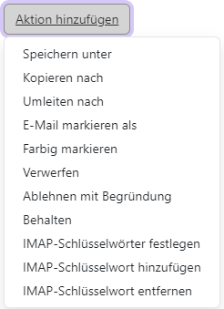Dropdown-Menü mit Auswahlmöglichkeiten für Aktionen
