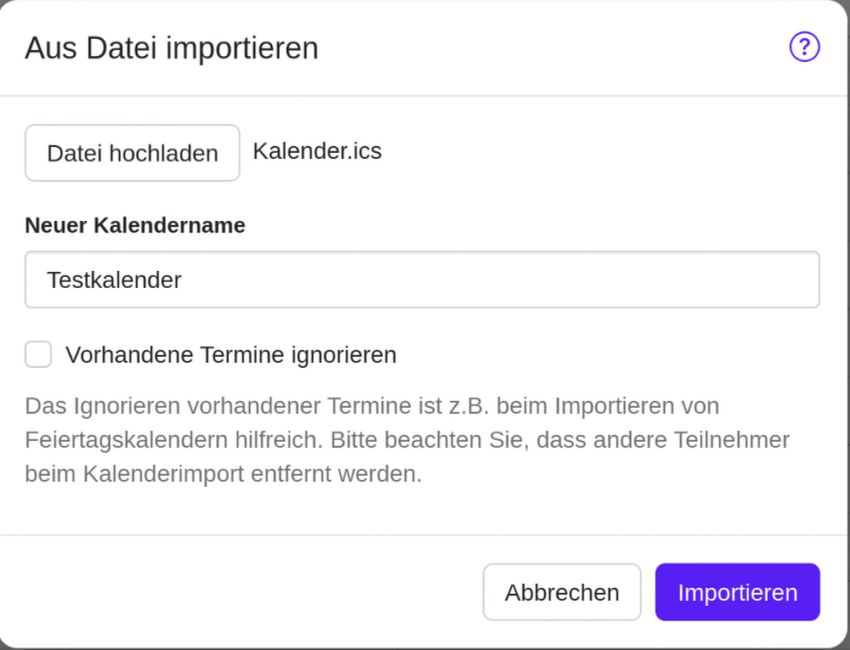 Kalender aus Datei importieren