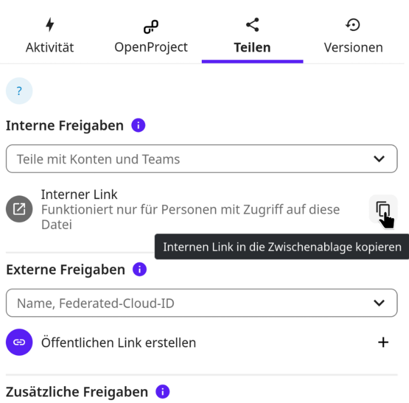 Dateien intern freigeben als Link