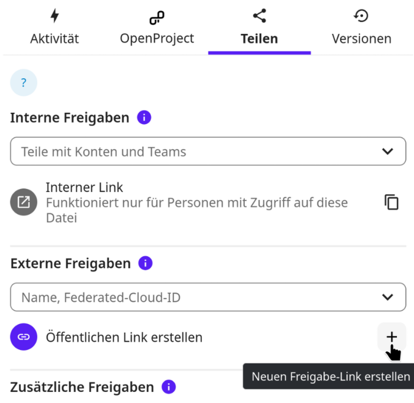 Dateien extern freigeben über Link