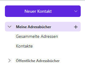 Adressbuch-Ordneransicht