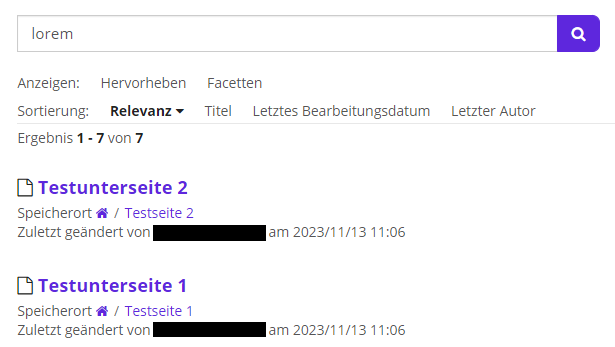 Suchergebnisse ohne Vorschau (Hervorheben und Facetten ausgeschaltet)