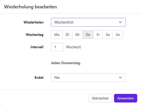 Serientermin bearbeiten