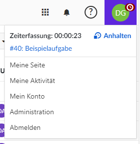 Zeiterfassung Benutzerprofil