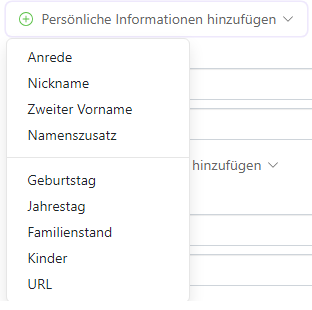 Persönliche Informationen hinzufügen