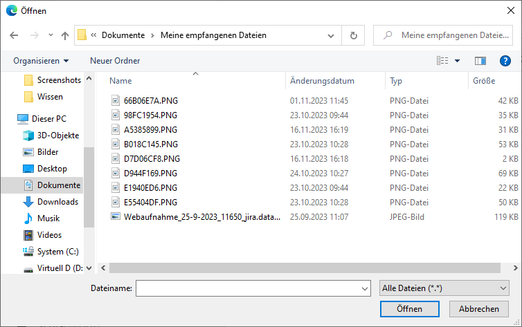 Datei zum Hochladen auswählen