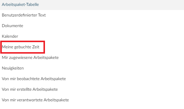 Meine gebuchte Zeit-Widget