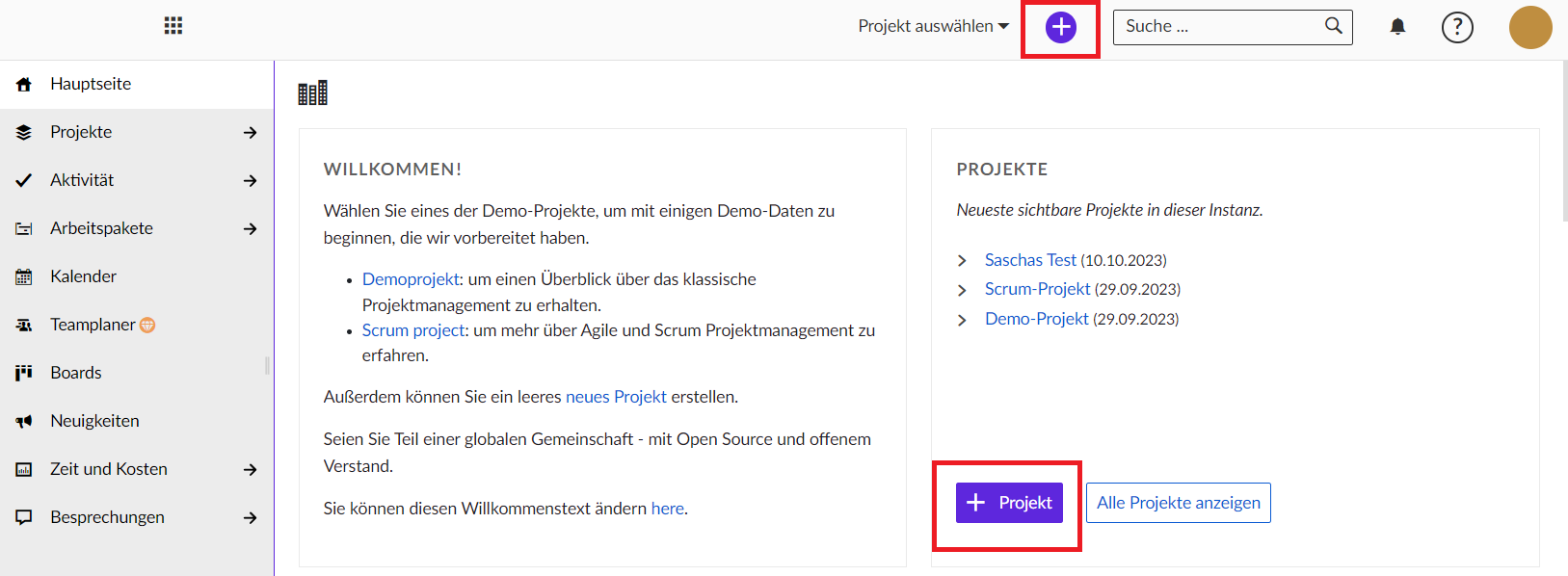 Neues Projekt erstellen