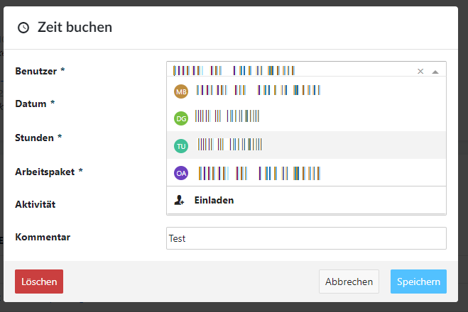 Zeit für andere Person erfassen und ändern
