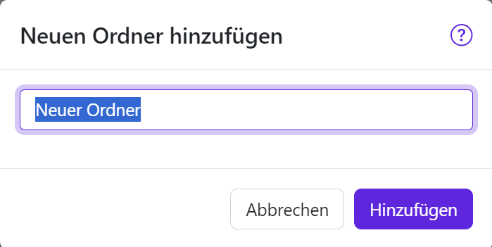 Neuen Ordner benennen und hinzufügen