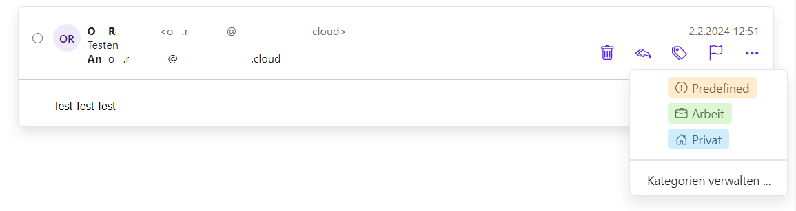 Mail einer Kategorie zuweisen
